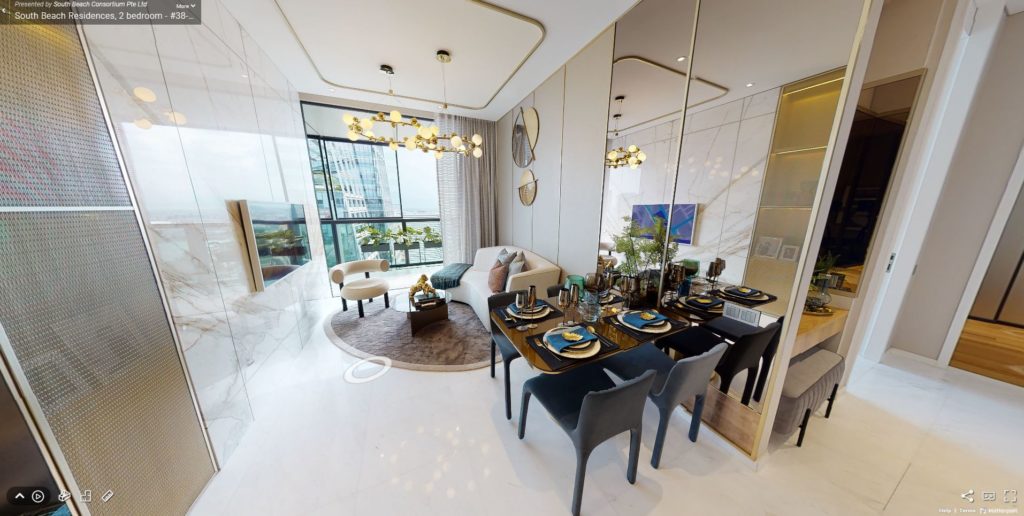 3D Virtual Tour of South Beach Residences 2 Bedroom, #38-04, 1,216 sqft